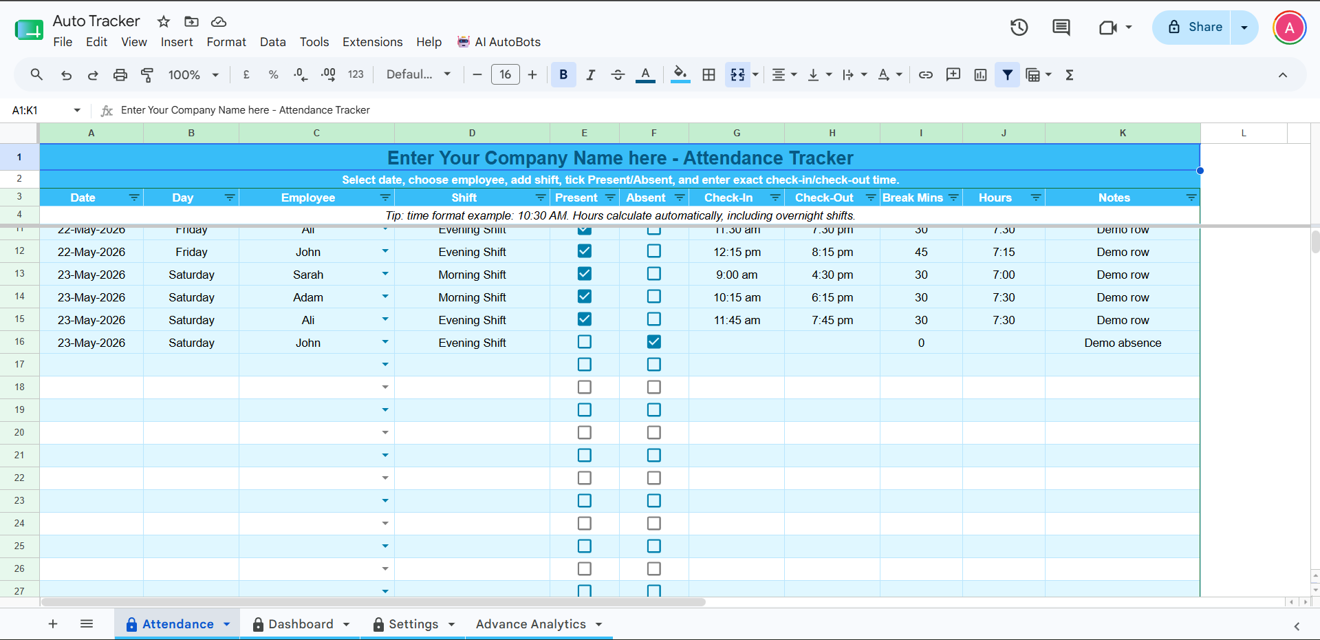 Google Sheet dashboard charts screenshot